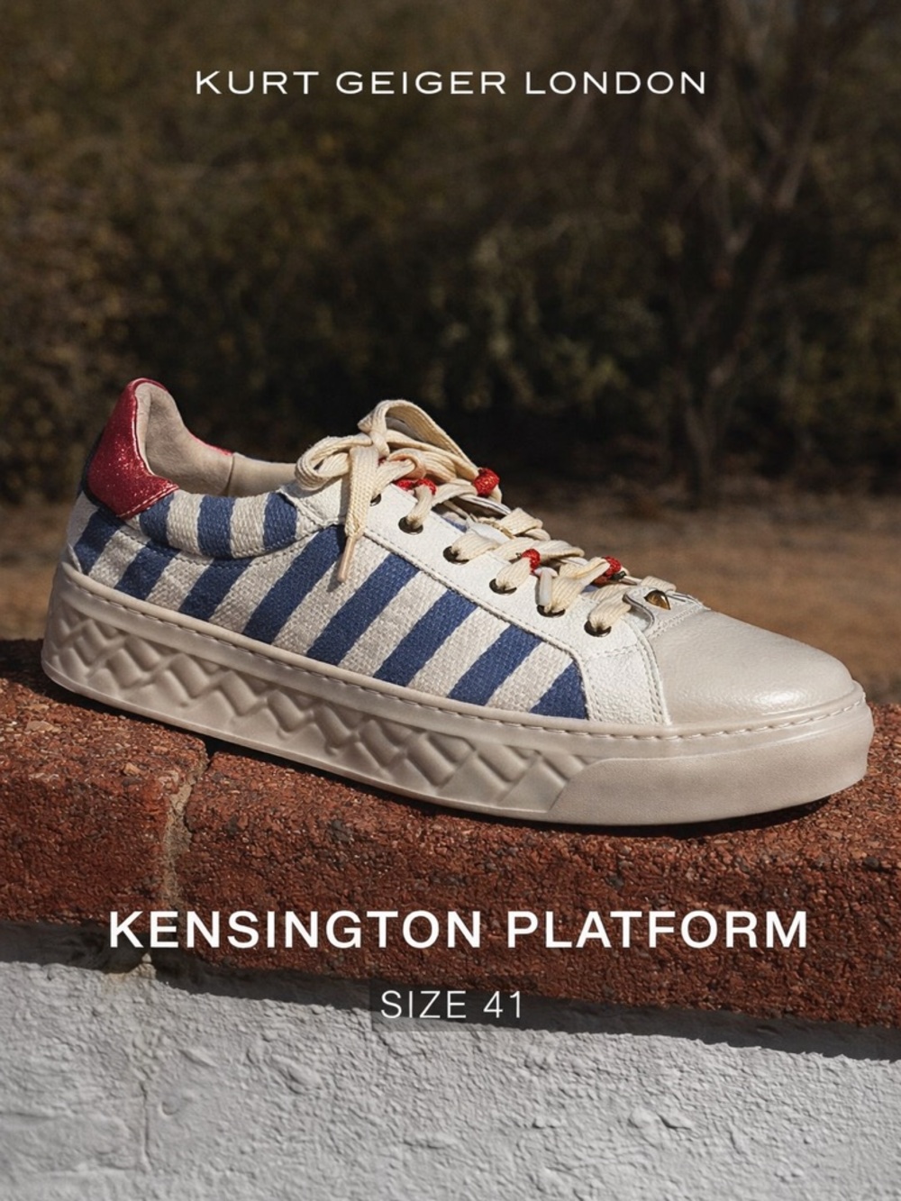 NWOB $165 MSRP Kurt Geiger London - Kensington Platform Sneaker Ivory Size 41